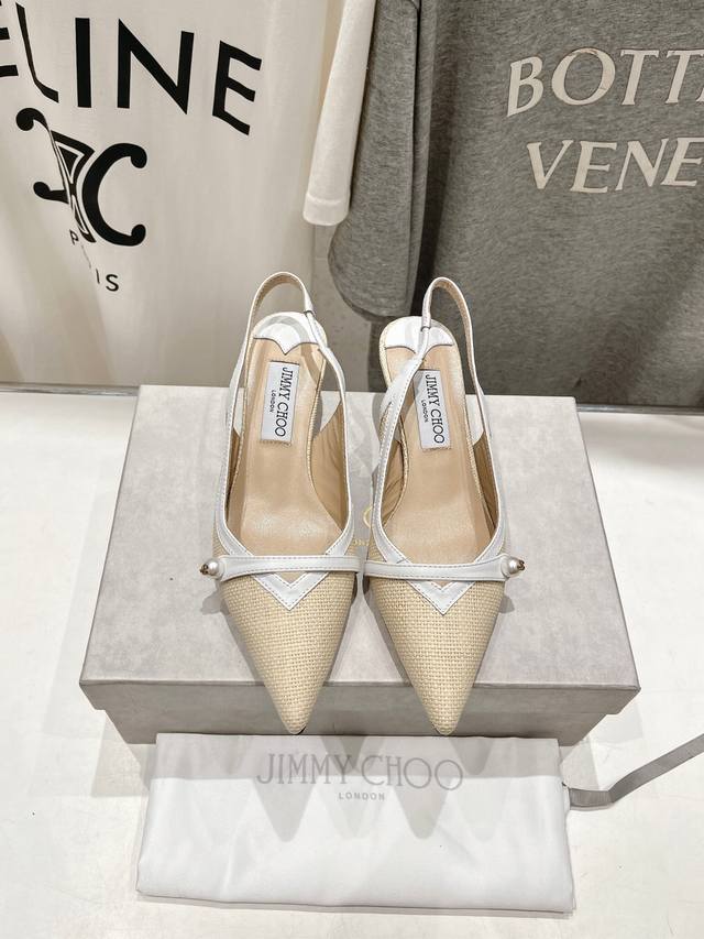 高版本出厂 Jimmy Choo*｜Jc 吉米周2024Ss新款简约尖头小猫跟高跟鞋单鞋 原版套楦，完美的线条，简约大气上脚显气质粗跟舒适百搭，还能拉长双腿显高